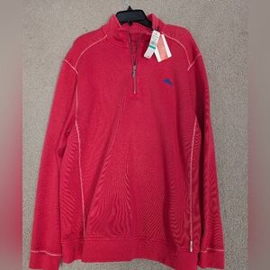 Tommy Bahama Men's Salmon Pink Half-Zip Sweater. Size L (New With Tags)